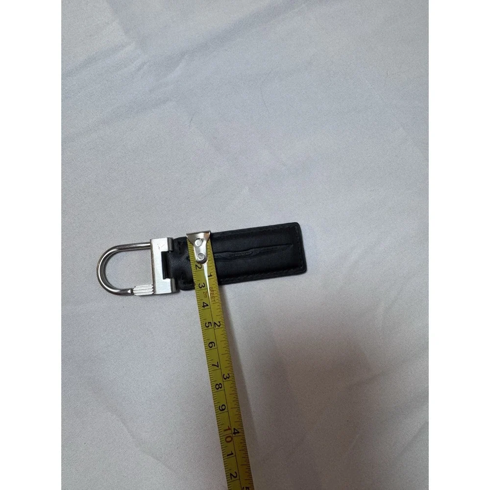 2016 CHRYSLER BLACK Leather Metal Keychain Key Ring Embossed OEM